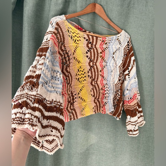 Free People Coral Reef Knit Pullover Oversized size XS - Picture 4 of 8